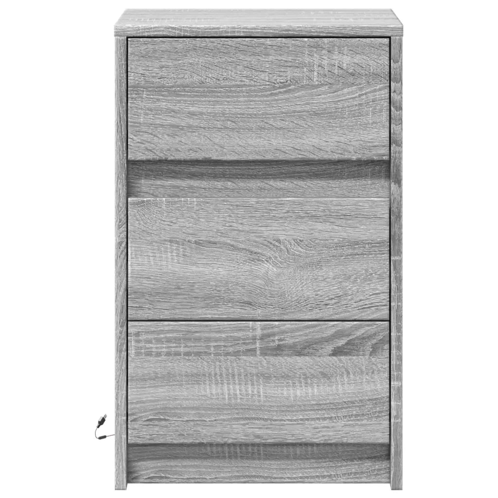 Comodino con Luci LED-Tavolino da notte Grigio Sonoma in Legno Multistrato 852887
