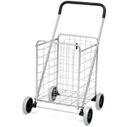 Carrello della spesa pieghevole 43 x 52 x 89 cm 4 grandi ruote maneggevoli design leggero acciaio argentato 20_0020063