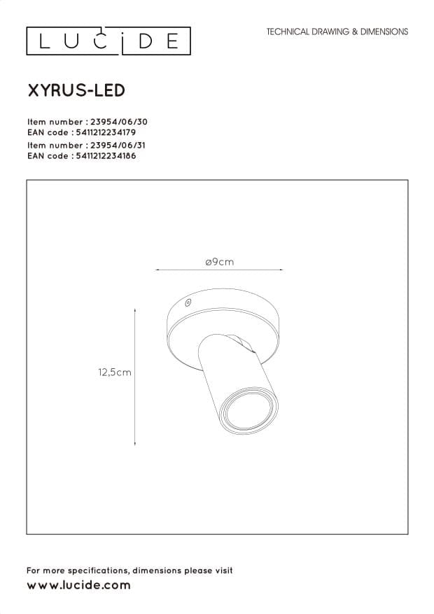 Faretto LED soffitto Lucide Xyrus GU10 5W 2200-3000K