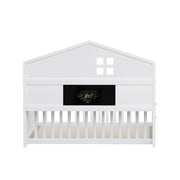 Letto per bambini 140×200 cm con ripiani; barriera e porta; senza materasso; legno massiccio; bianco