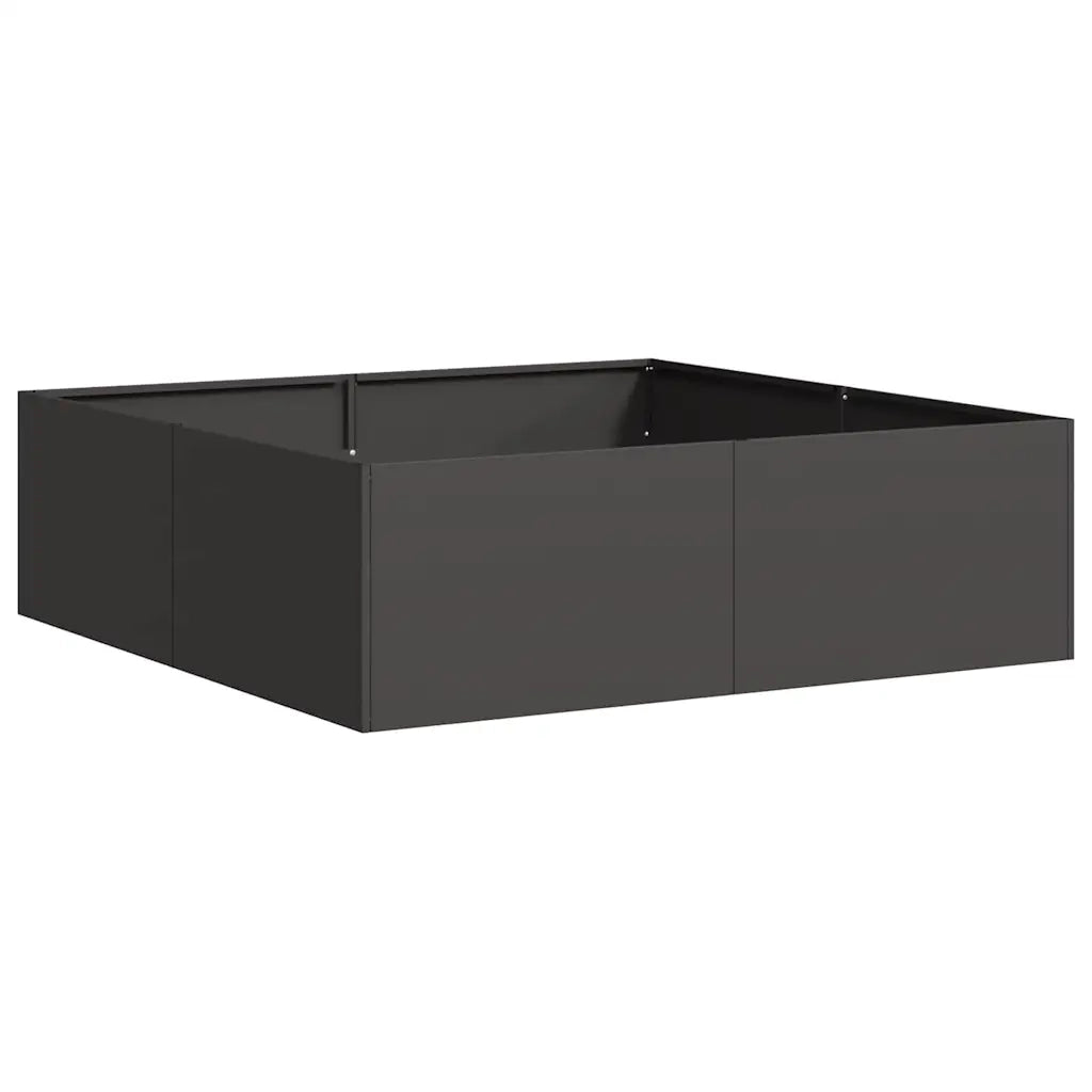 Fioriera-Vaso da Esterno-Contenitore per Piante Nera 100x100x30 cm in Acciaio