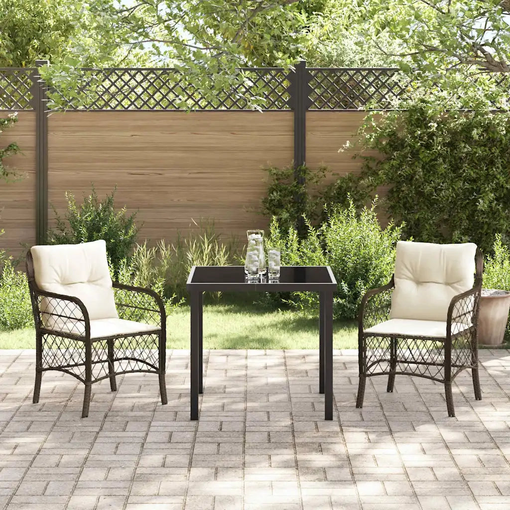 Set da Pranzo per Giardino con cuscino 3 pcs Marrone polyrattan 3380211