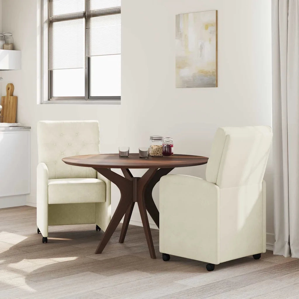 Sedie da Pranzo con Ruote 2 pcs Crema 58 x 67 x 97 cm Velluto 42017873