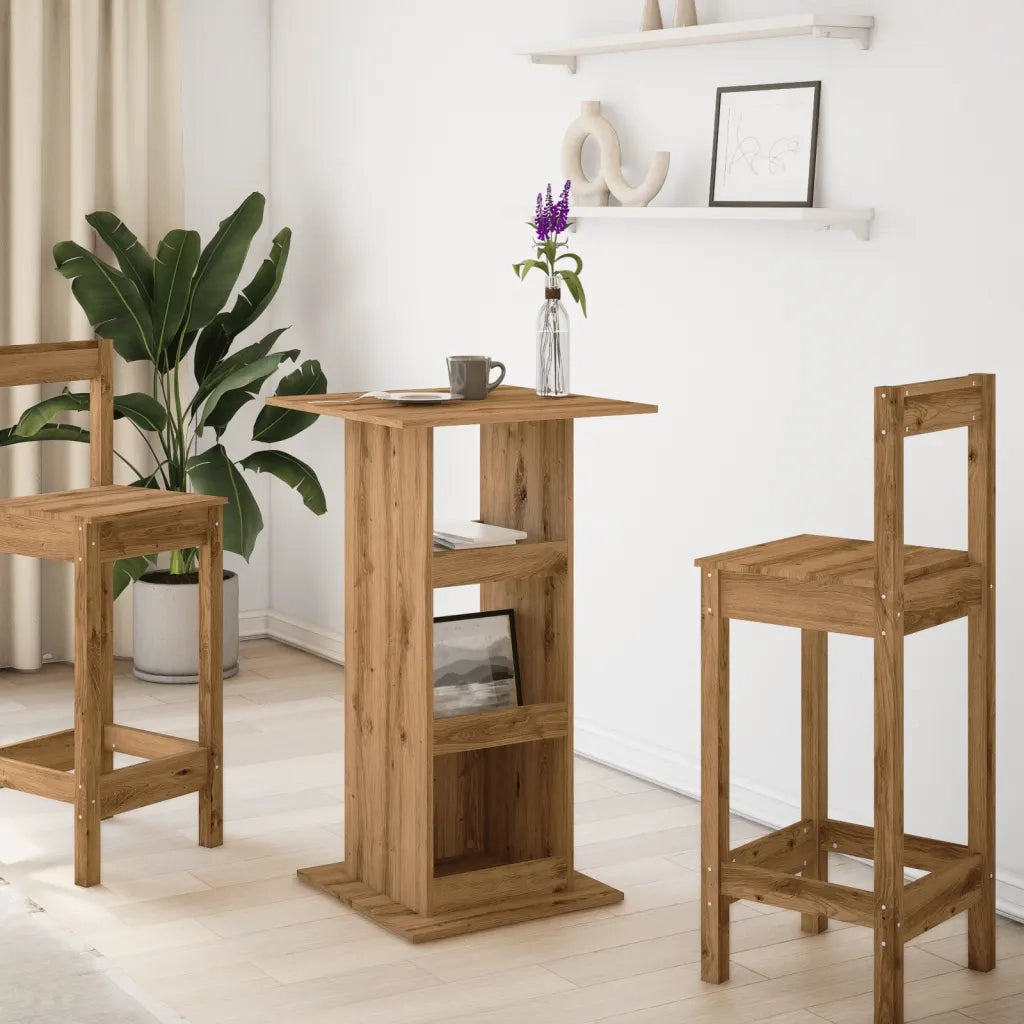 Tavolo Bar Portaoggetti Rovere 60x60x102 cm Legno Multistrato