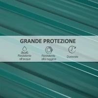 Set 12 Pannelli di Ricambio 129x45 cm per Casette da Giardino in Acciaio Zincato Verde