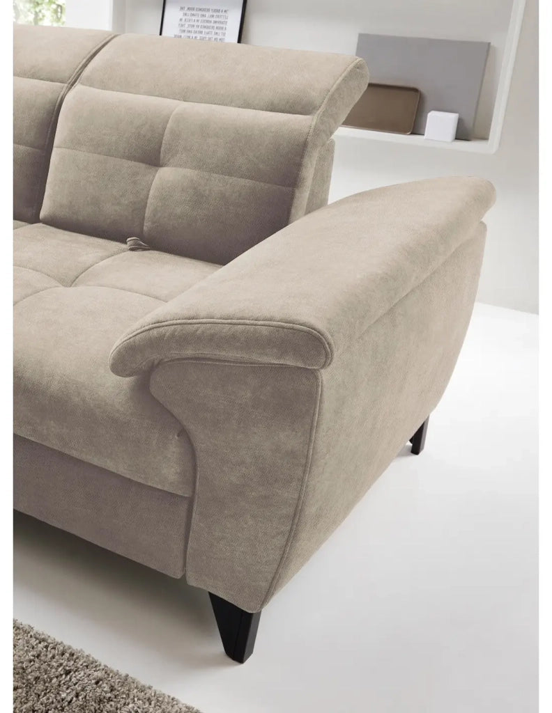 Divano ad angolo Beige 5 posti angolo sinistro molle ondulate INFERNO