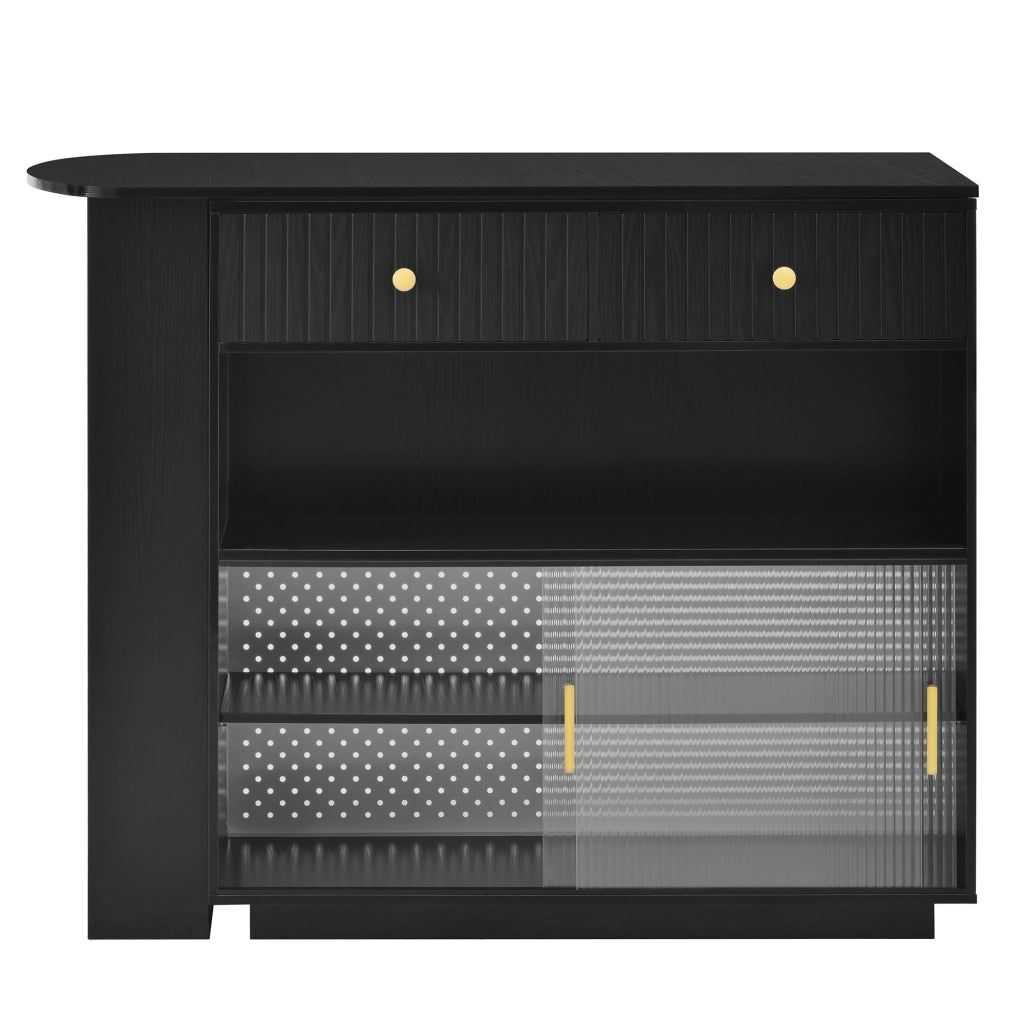 Tavolo Bar Allungabile con Sideboard ¨C MINIMAL ¨C Nero, LED, Rotante 360¡ã