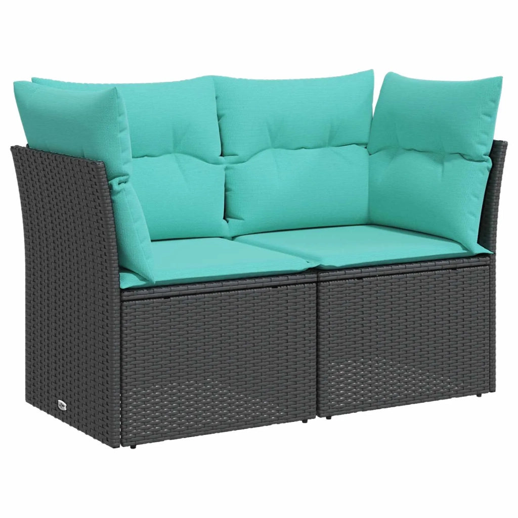 Set di divani 5 pz Nero e Blu Rattan sintetico e Acciaio 3447830