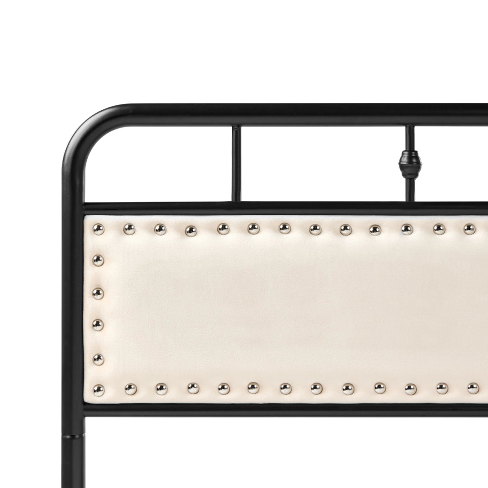 Letto in metallo nero con struttura a doghe, rete 160 x 200 cm, testiera moderna, camera da letto