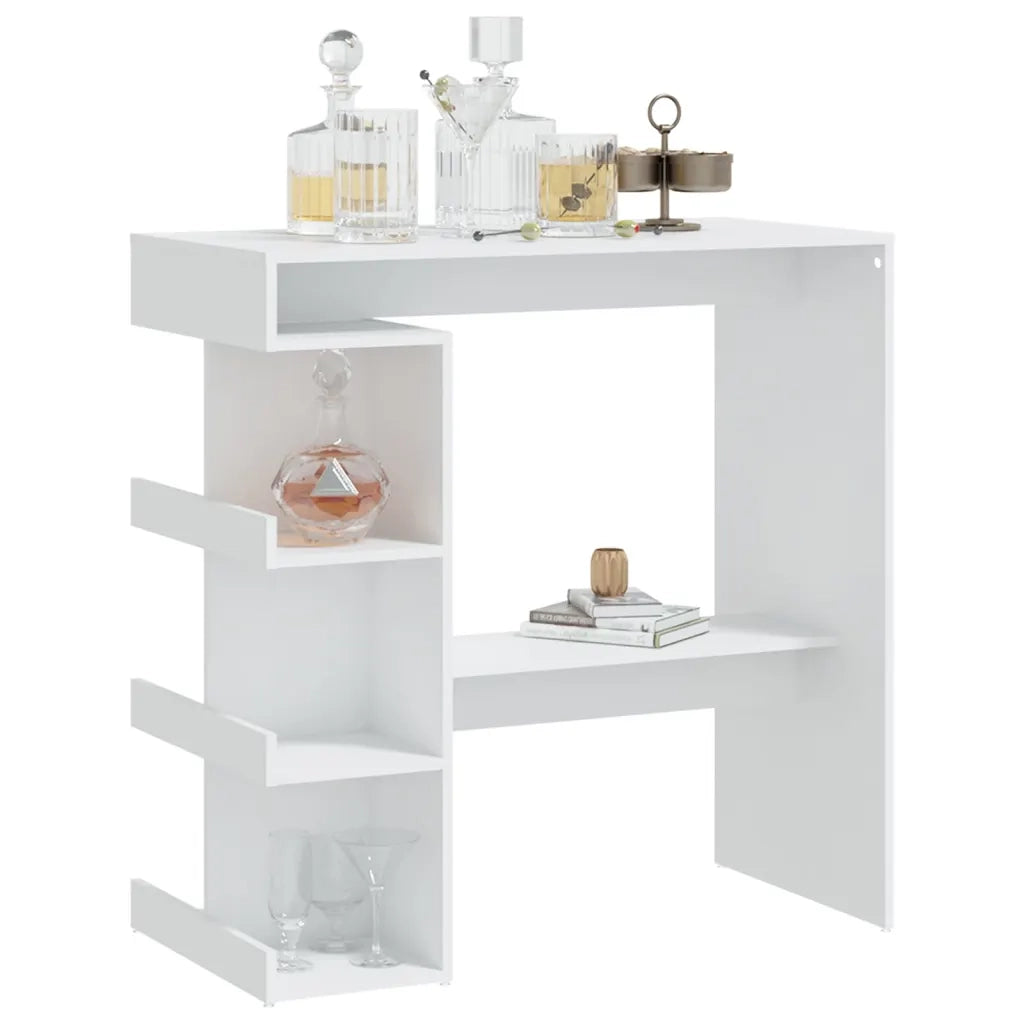Tavolo da Bar con Ripiani Bianco 100x50x101,5 cm in Truciolato 809449