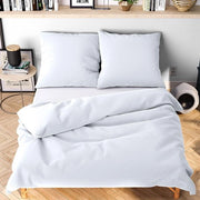 Coperta da letto 155 x 220 cm, bianca, morbida e senza stirare, 1 x coperta da letto + 1 x cuscino coprente 80 x 80 cm