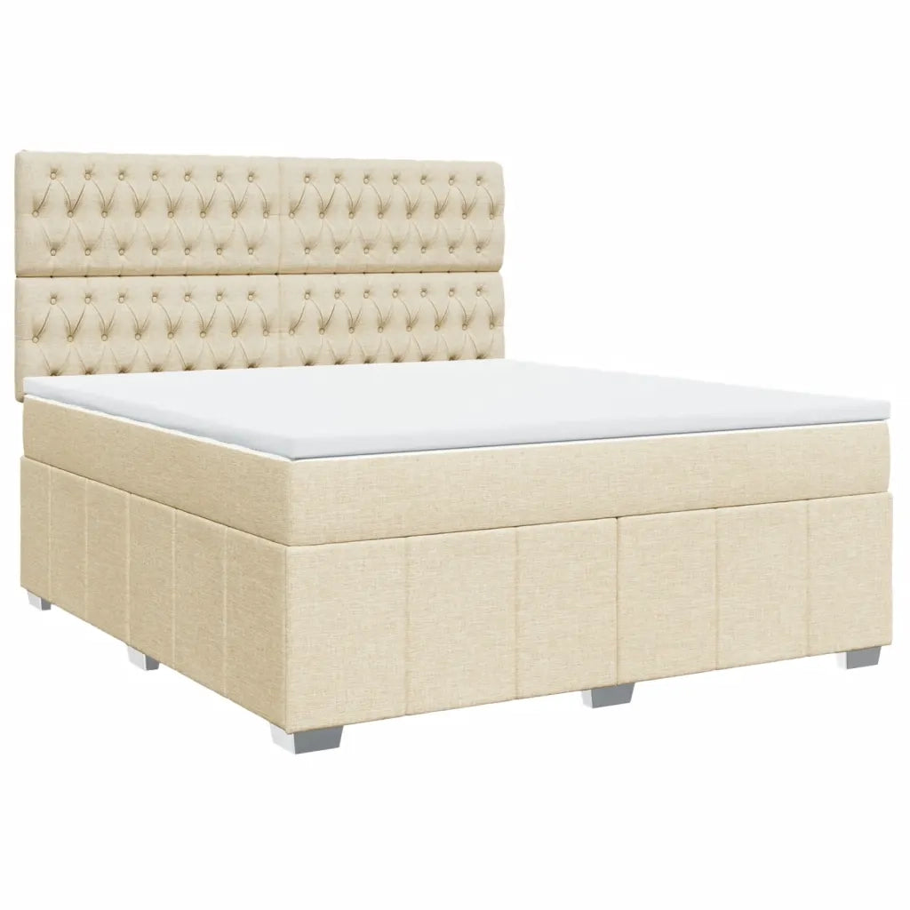 vidaXL Giroletto a Molle con Materasso Crema 180x200 cm in Tessuto