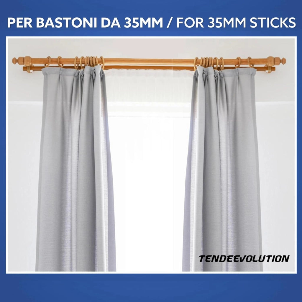 Coppia di Supporti Doppi in Legno per Tenda, Bastone 35 mm, Colore Ciliegio, 100% Legno di Alta Qualità, Made in Italy