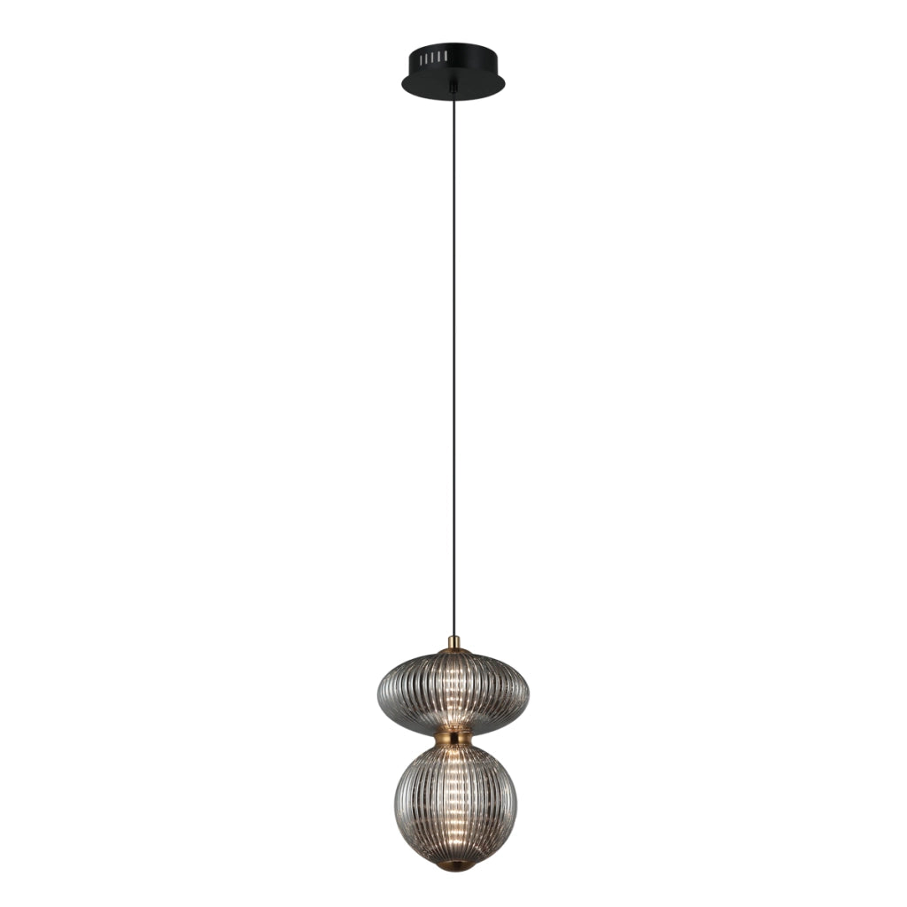 Lampada a sospensione NICO Italux vetro fumé nero LED 7W