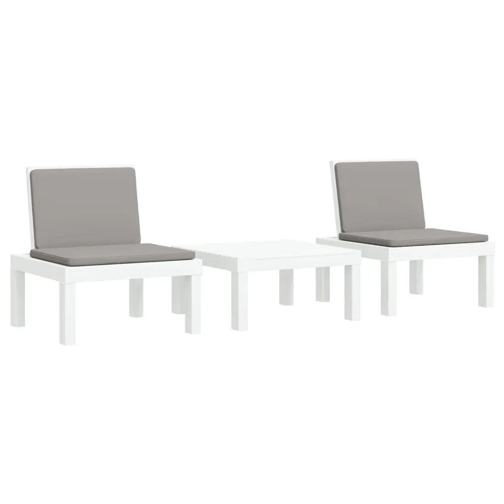Set Salotto da Giardino 3 pz con Cuscini Bianco in PP 3203732