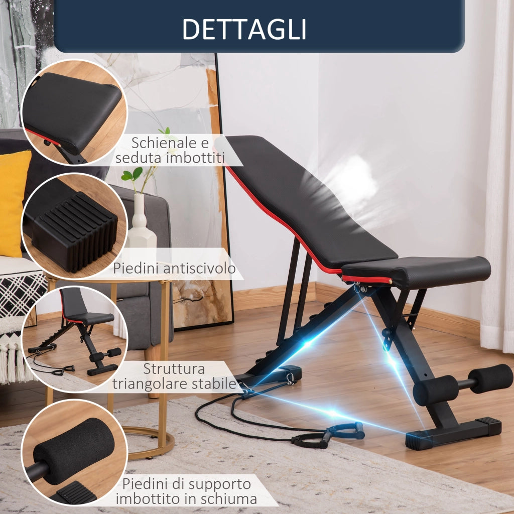 Panca Multifunzione per Addominali e Pesi con Inclinazione Regolabile ¨C Minimal ¨C 130x48x48-109cm Nero