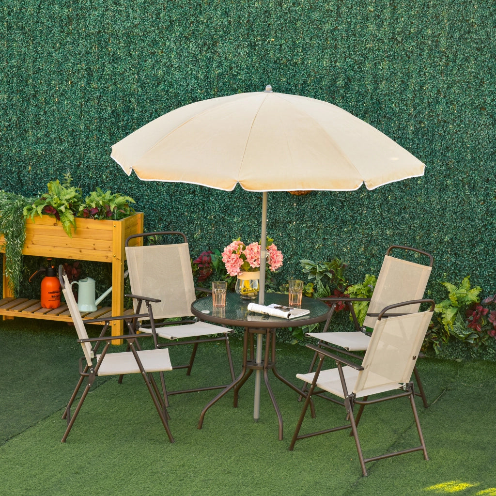 Set Giardino 6 Pezzi in Acciaio con Ombrellone ¨C zephmum ¨C Crema