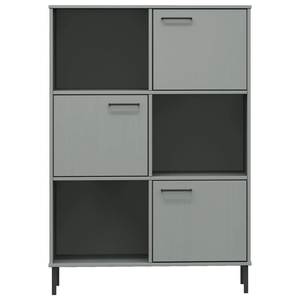 Libreria con Gambe Metallo Grigio 90x35x128,5 cm Massello OSLO 351013