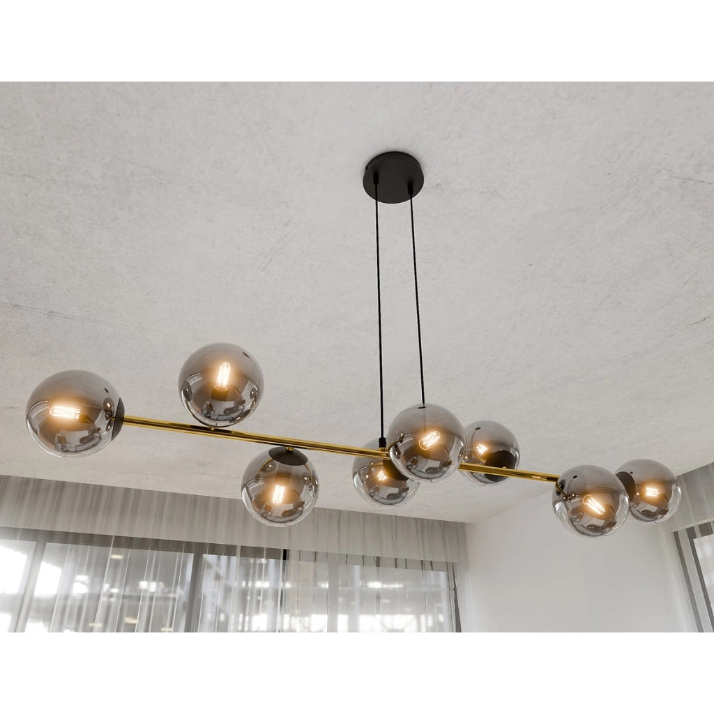 Lampada a sospensione Gravity in acciaio nero e vetro grafite