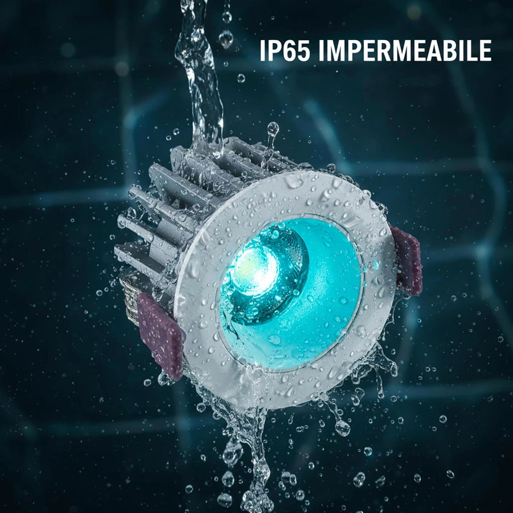 Faretto da incasso impermeabile IP65 tondo LED spot 10W RGB multicolore 24V luce colorata per esterni pensilina tettoia