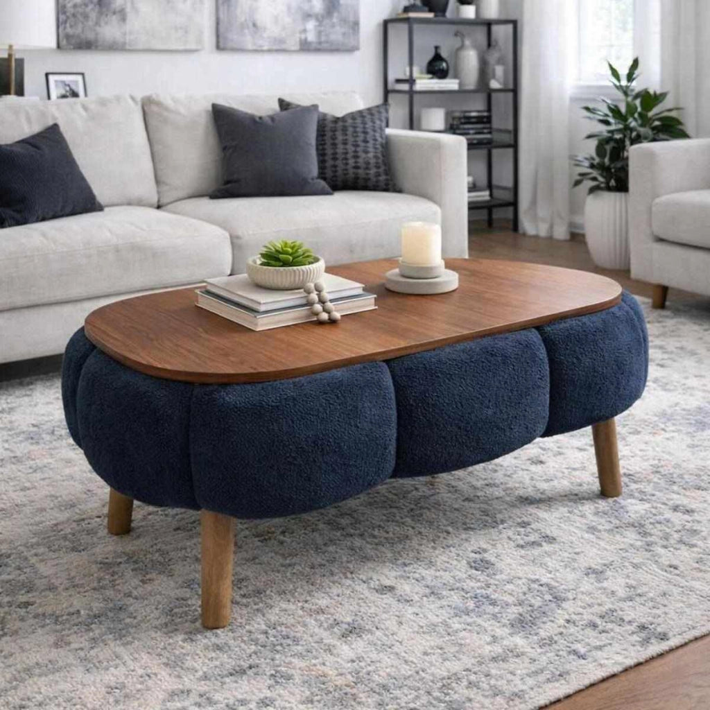 Tavolino in legno "Papatya" - 98 x 68 x 45 cm - Grigio antracite