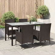 Set Mobili da Giardino 5 pz con Cuscini in Polyrattan Marrone 3094819