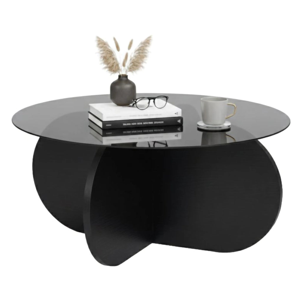 Cugnoli, Tavolino da Salotto Forma Rotondo, 75x75x35h cm Nero
