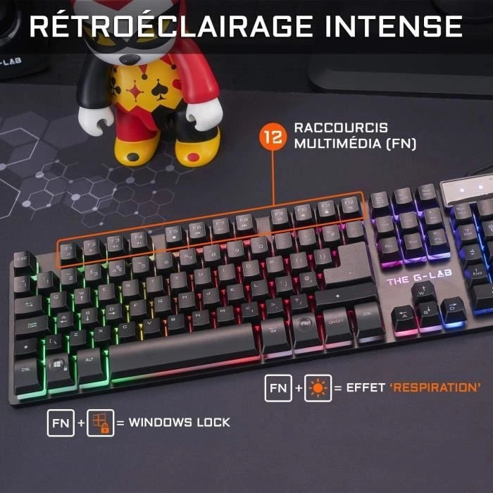 Combo KRYPTON - THE G-LAB - Pacchetto tastiera e mouse da gioco retrò cablati - Illuminazione RGB