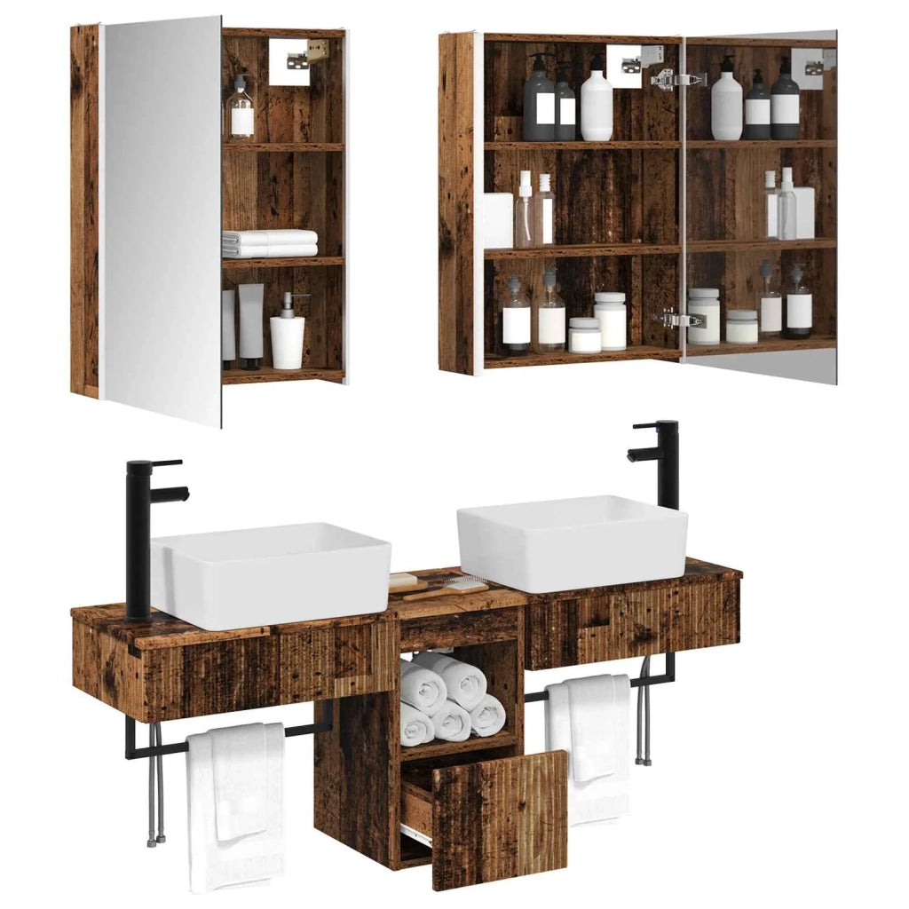 Set di Armadi da Bagno 5 pcs Legno antico 53 x 15,5 x 70 cm 3406333