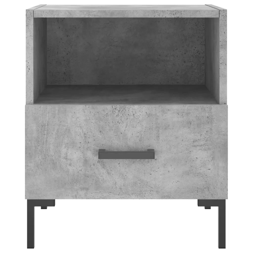 Set di 2 Comodini | Armadio da Notte | Mobiletto da notte Grigio Cemento 40x35x47,5 cm in Legno Multistrato