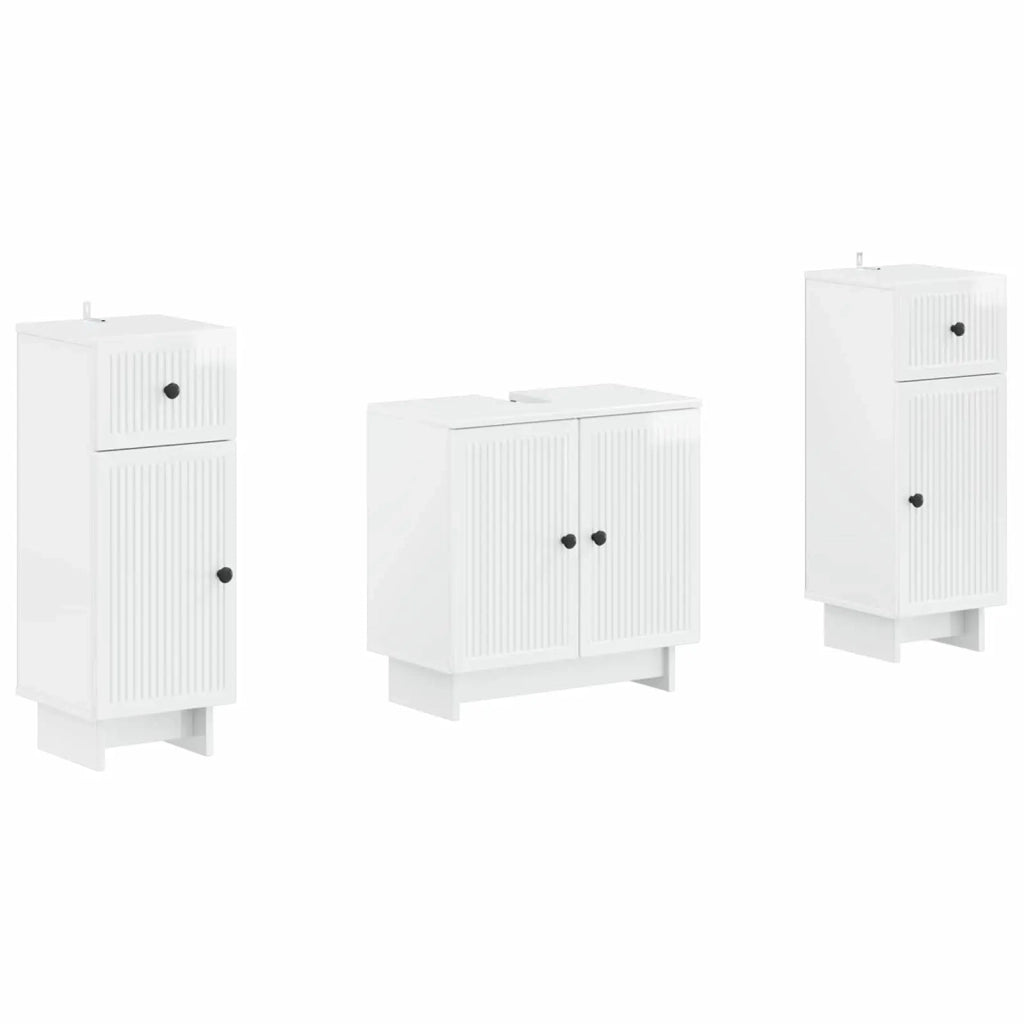 Set di Armadi da Bagno da 2 Pezzi EDE Bianco Lucido 3417985