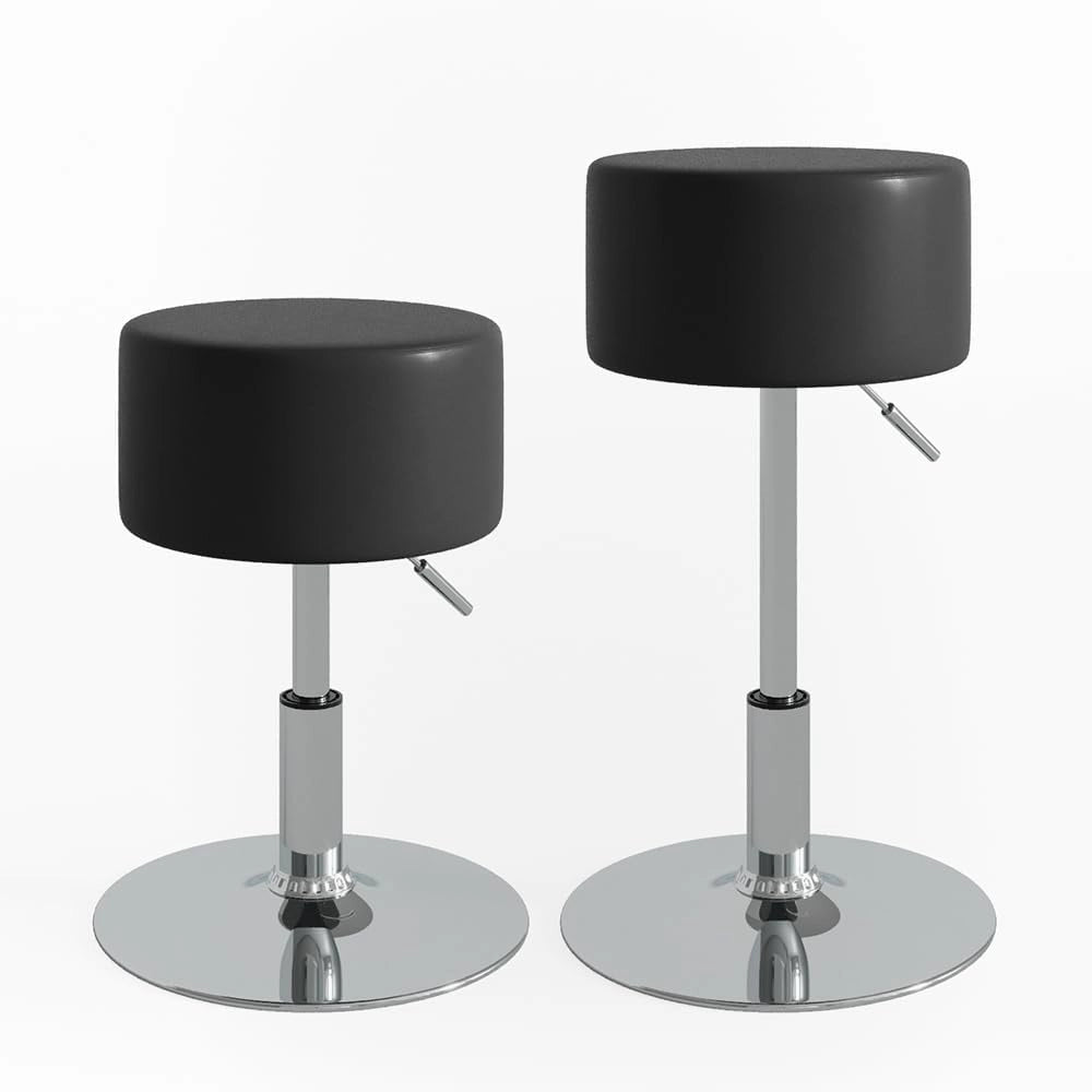 Sgabello Design, Nero, 33.5 x 67 cm per tavolo da toeletta, regolabile in altezza con rivestimento in similpelle resistente