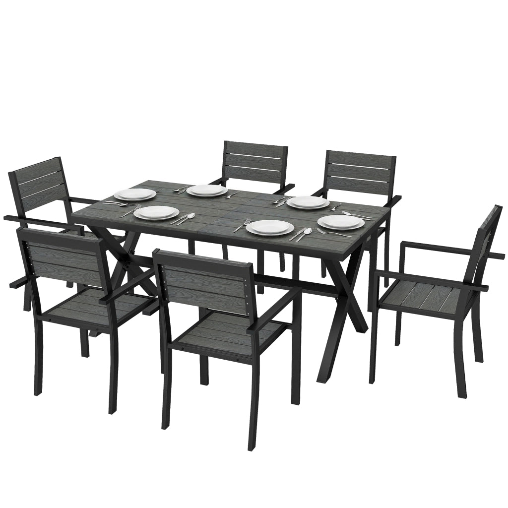 Tavolo da pranzo esterno allungabile 6 persone ¨C zephmum ¨C grigio effetto legno