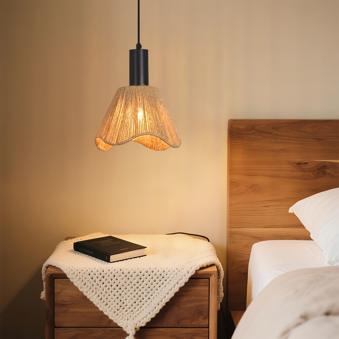 Lampada a sospensione ZMH E27 in stile vintage a 1 luce nera altezza regolabile