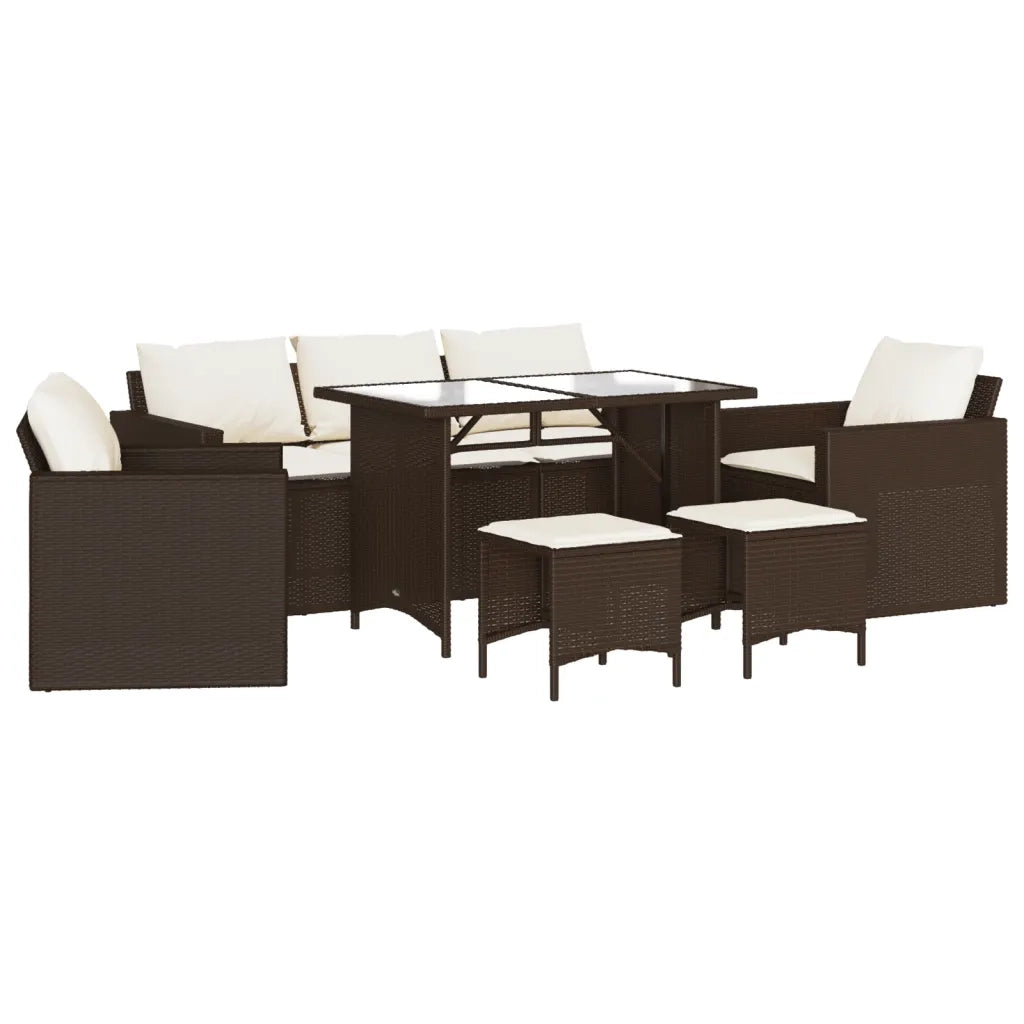 Set Divano da Giardino 6 pz con Cuscini Marrone in Polyrattan 3213550