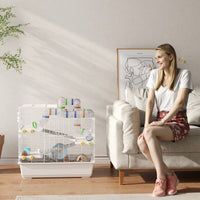 Gabbia per Criceti a 4 Livelli 78x45x73 cm con Tubi e Accessori in Metallo PP e PS Bianco