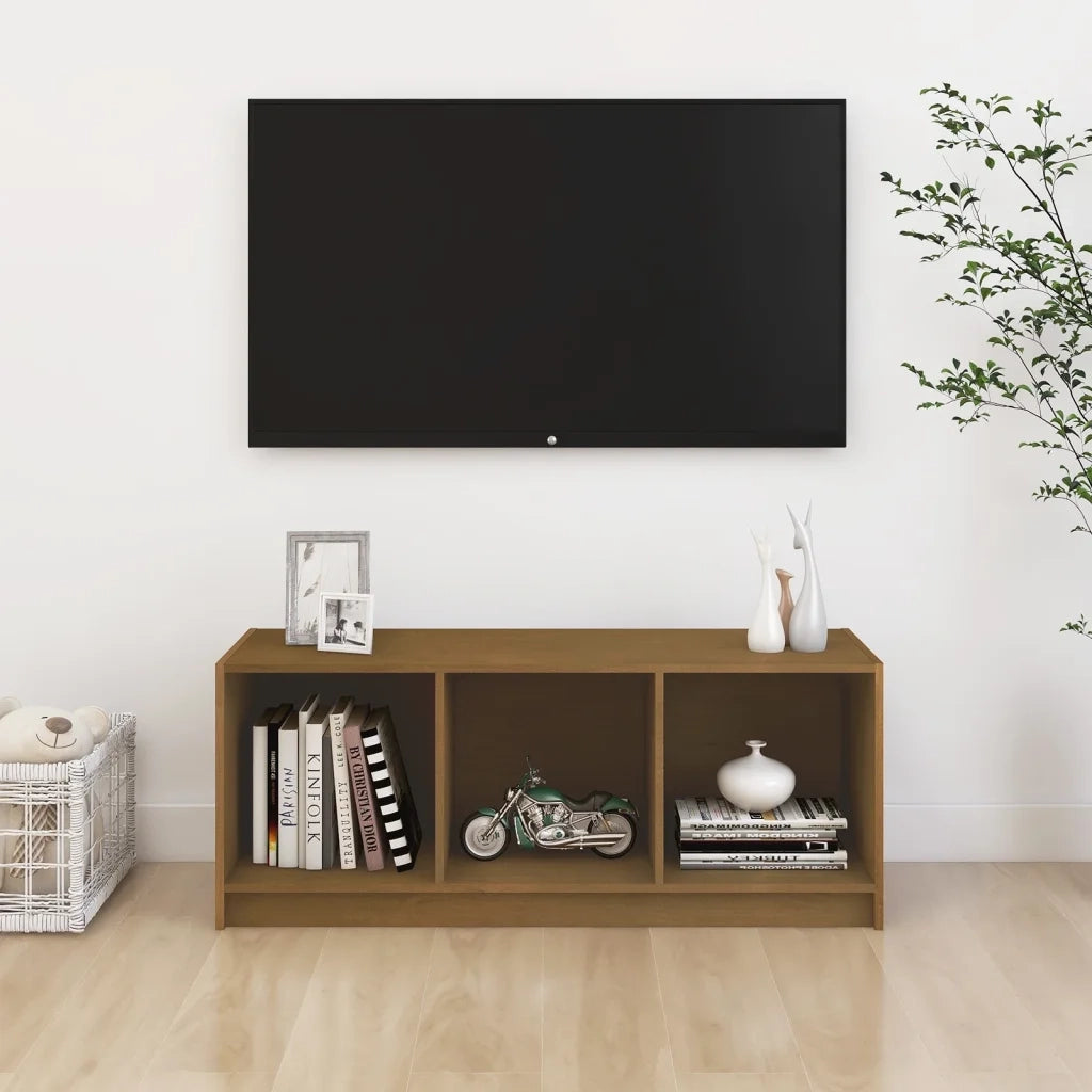 Mobile Porta TV Marrone Ambra 104x33x41 cm in Legno di Pino 809963