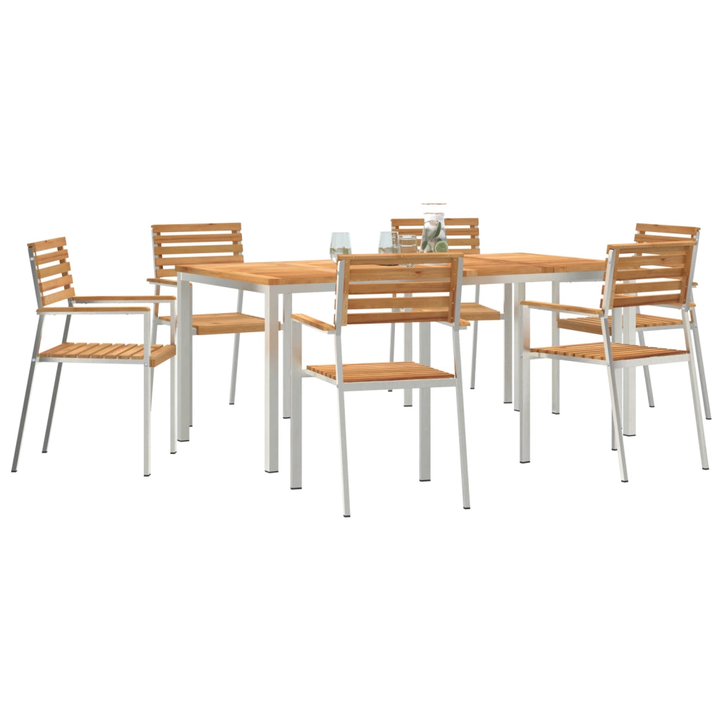 Set da pranzo da giardino da 7 pezzi in legno massello teak