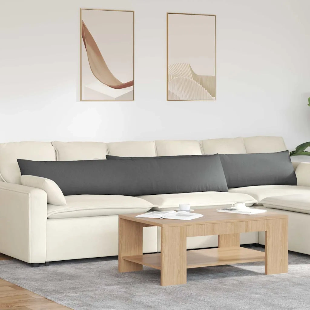 Cuscini da Divano 2 pcs Grigio scuro 200 x 40 cm Tessuto