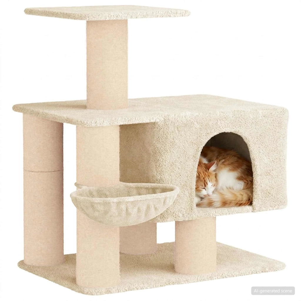 Albero per gatti con pali per graffiare in sisal Crema 96 cm 42033057