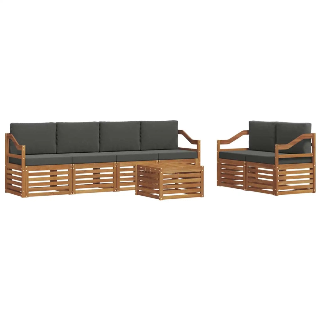 Set di divani da esterno con cuscino 7 pcs Naturale e Antracite