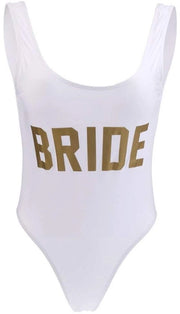 Costume da bagno per donna alta cucitura - abito da sposa moda da bagno - corpetto bodysuit charmoso - stampa lettere dorate - costume da bagno modaiolo - buona elasticità - costume da bagno da nuoto