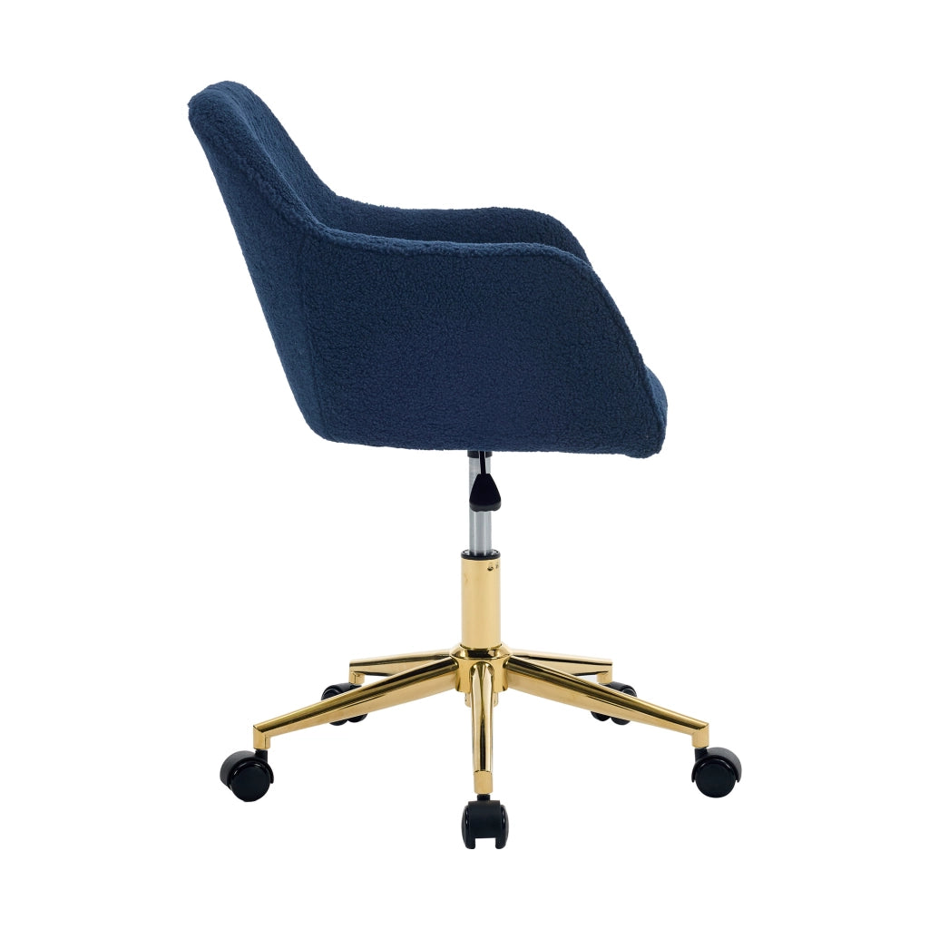 Sedia da ufficio girevole regolabile in altezza 360° con ruote in tessuto Teddy Blu scuro