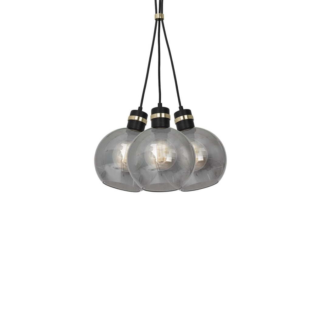 Lampadario Milagro Omega 3xE27 vetro fumé oro nero