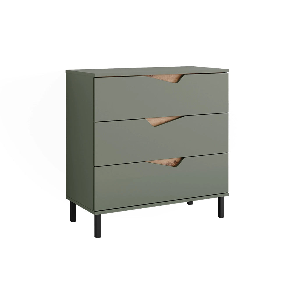 Vicco Cassettiera per camera da letto Verde/Artigianale 80 x 81.2 cm con 3 cassetti