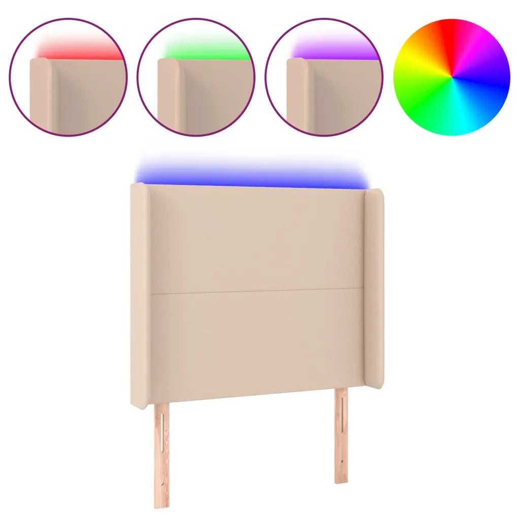 Testiera | Testata a LED Cappuccino 103x23x118/128 cm in Similpelle