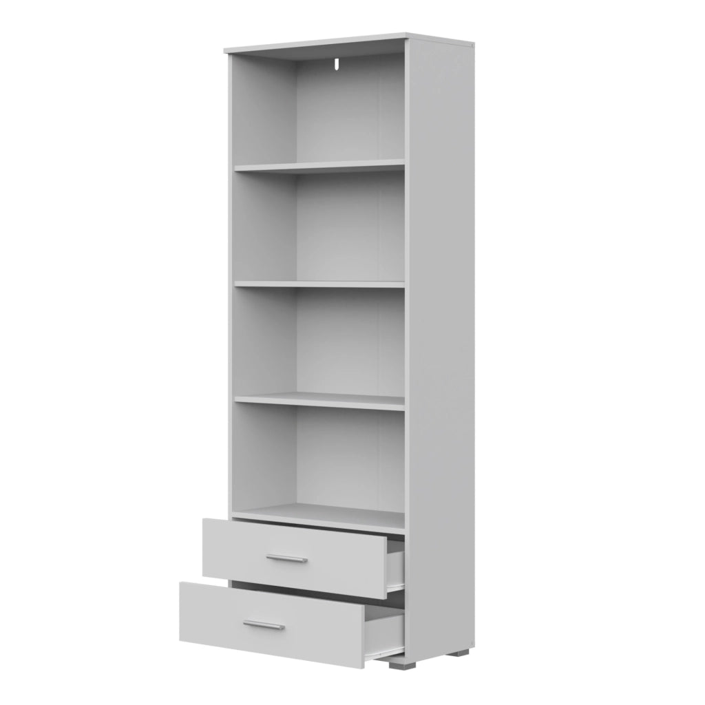 Libreria FAUSKE - 2 Cassetti - Bianco - Larghezza 69 cm, Altezza 180 cm, Profondit? 34 cm