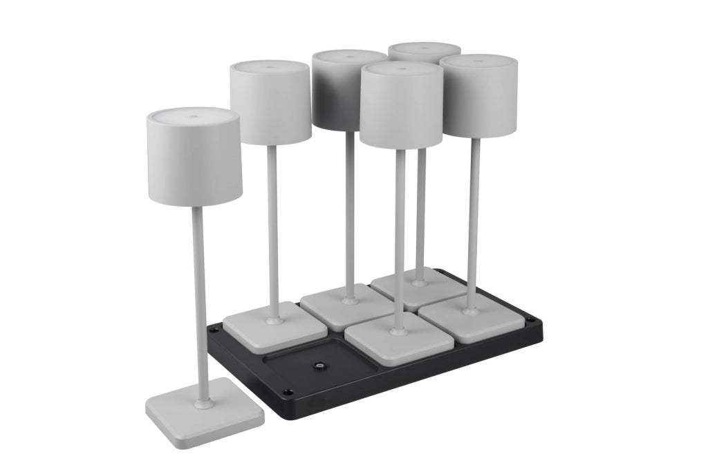 Set 6 lampade da tavolo ricaricabili con base grigie FERNANDEZ