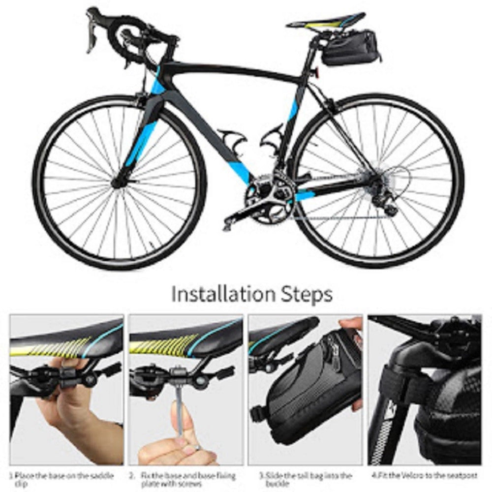 Trade Shop - Borsa Da Sella Impermeabile Per Bici Con Luce Posteriore Ricaricabile Usb Zx-9428 -