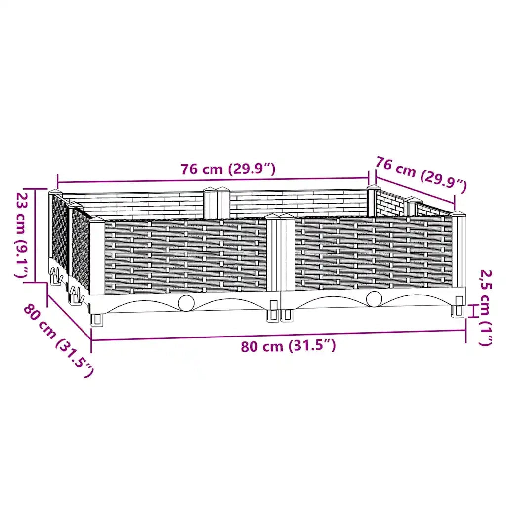 Fioriera Rialzata 80x80x23 cm in Polipropilene 310410